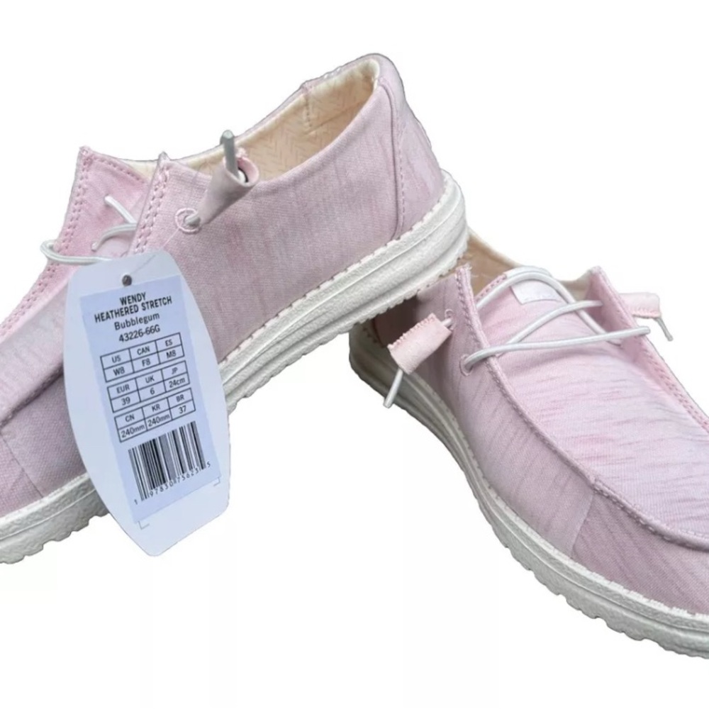 Hey Dude Wendy Women’s Heathered Stretch Slip-on Shoe Size W8 Color Bubblegum